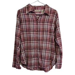 Angelique Vintage Long Sleeve Plaid Button Down Womens XL Top